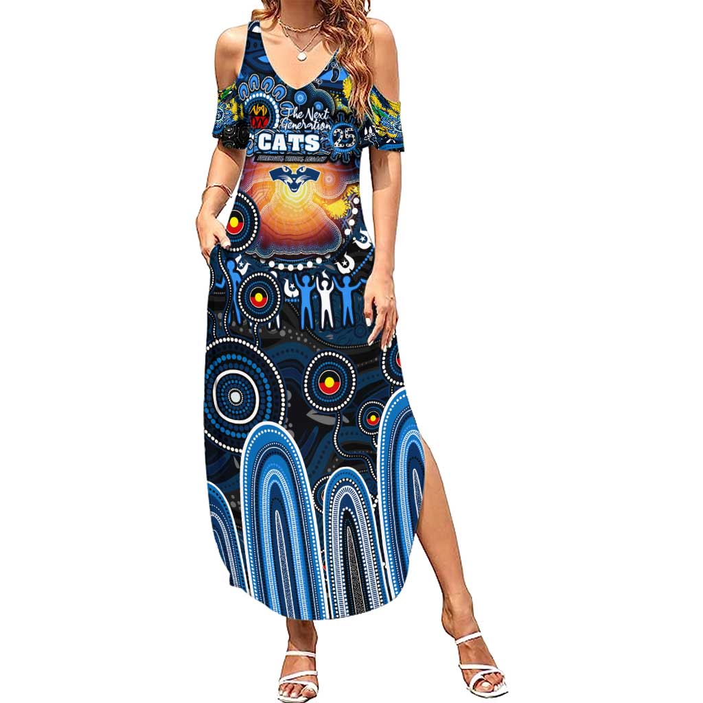 Personalised NAIDOC Week 2025 Cats Football Summer Maxi Dress Aboriginal Dot Painting