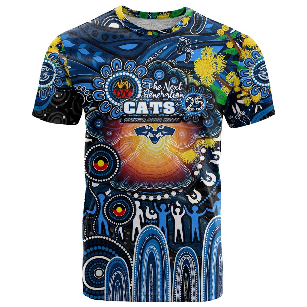 Personalised NAIDOC Week 2025 Cats Football T Shirt Aboriginal Dot Painting