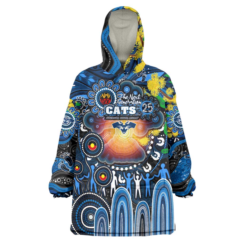 Personalised NAIDOC Week 2025 Cats Football Wearable Blanket Hoodie Aboriginal Dot Painting