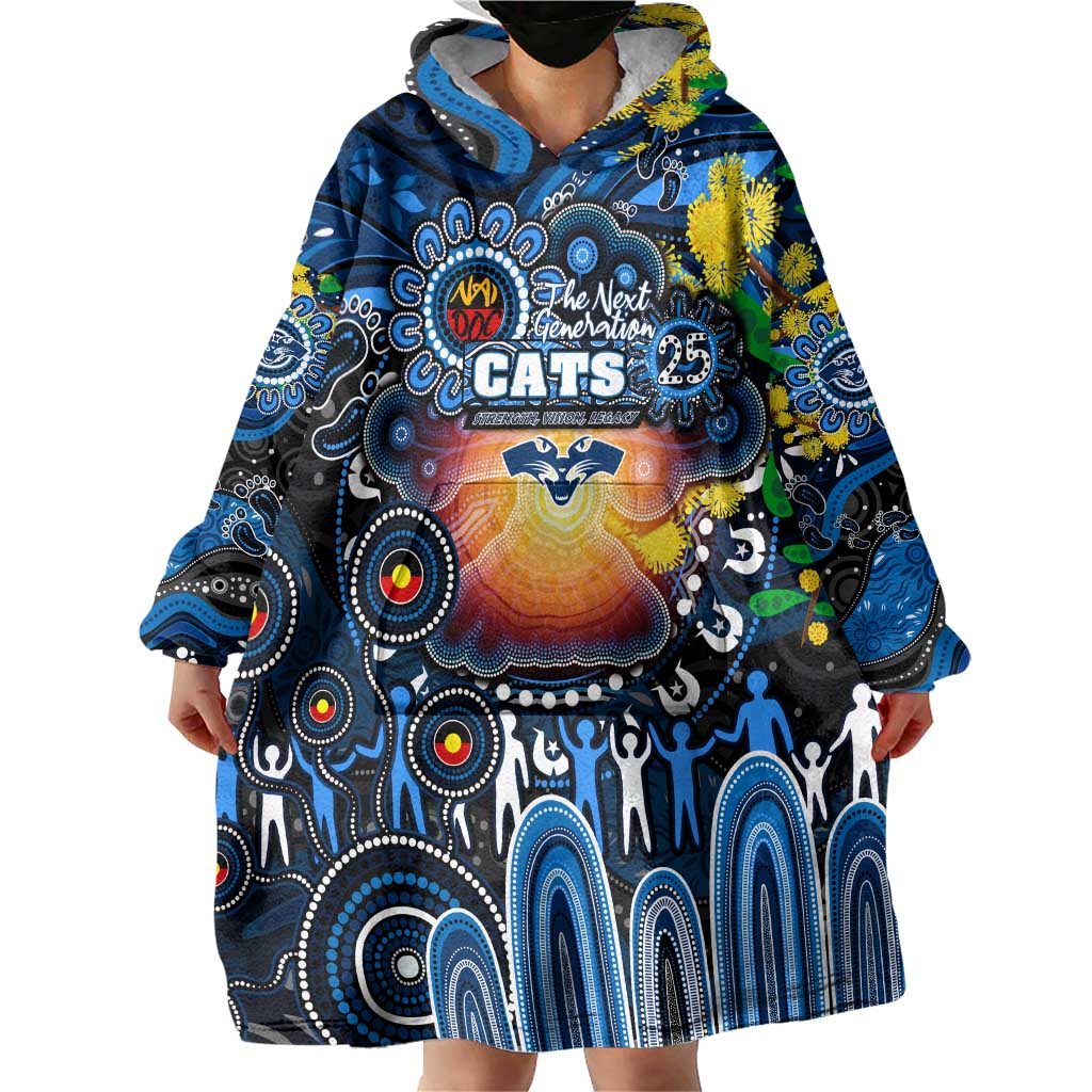 Personalised NAIDOC Week 2025 Cats Football Wearable Blanket Hoodie Aboriginal Dot Painting