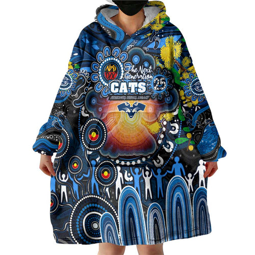 Personalised NAIDOC Week 2025 Cats Football Wearable Blanket Hoodie Aboriginal Dot Painting