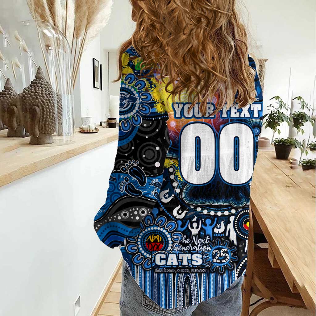Personalised NAIDOC Week 2025 Cats Football Women Casual Shirt Aboriginal Dot Painting