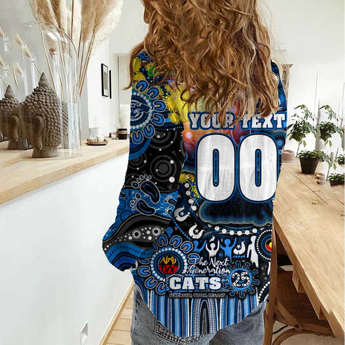 Personalised NAIDOC Week 2025 Cats Football Women Casual Shirt Aboriginal Dot Painting
