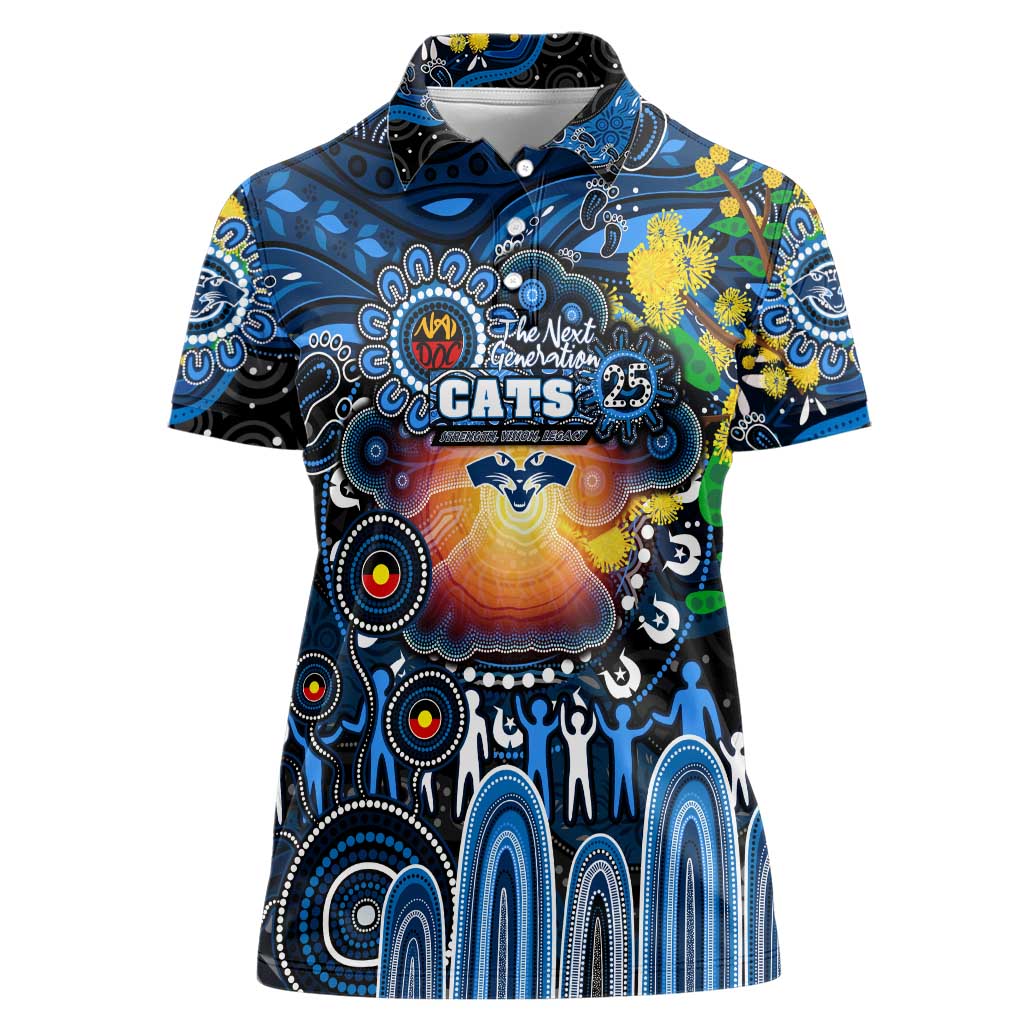 Personalised NAIDOC Week 2025 Cats Football Women Polo Shirt Aboriginal Dot Painting