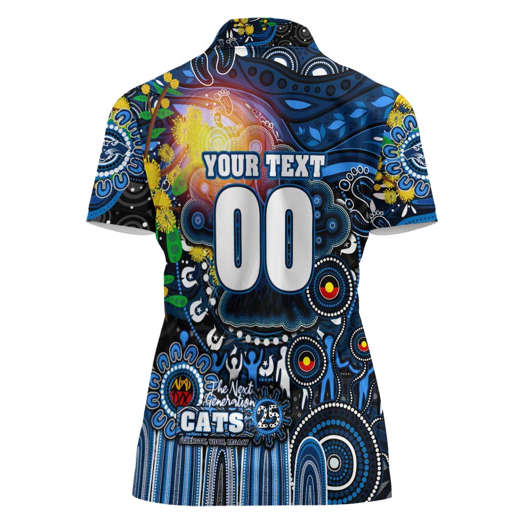 Personalised NAIDOC Week 2025 Cats Football Women Polo Shirt Aboriginal Dot Painting
