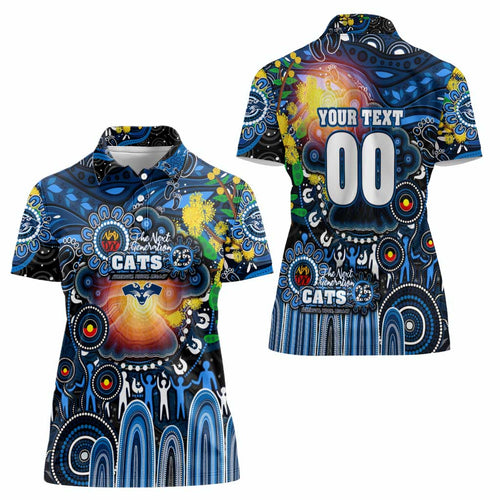 Personalised NAIDOC Week 2025 Cats Football Women Polo Shirt Aboriginal Dot Painting