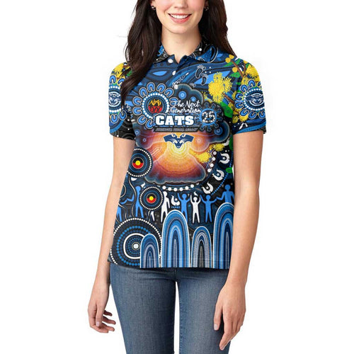 Personalised NAIDOC Week 2025 Cats Football Women Polo Shirt Aboriginal Dot Painting