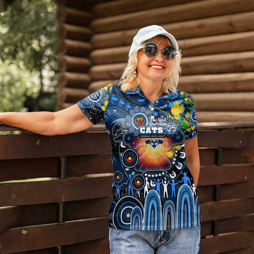 Personalised NAIDOC Week 2025 Cats Football Women Polo Shirt Aboriginal Dot Painting
