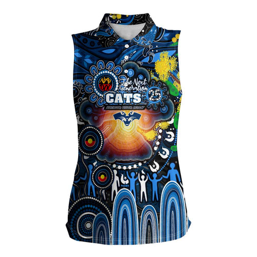 Personalised NAIDOC Week 2025 Cats Football Women Sleeveless Polo Shirt Aboriginal Dot Painting