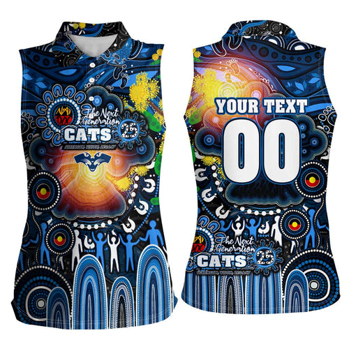 Personalised NAIDOC Week 2025 Cats Football Women Sleeveless Polo Shirt Aboriginal Dot Painting