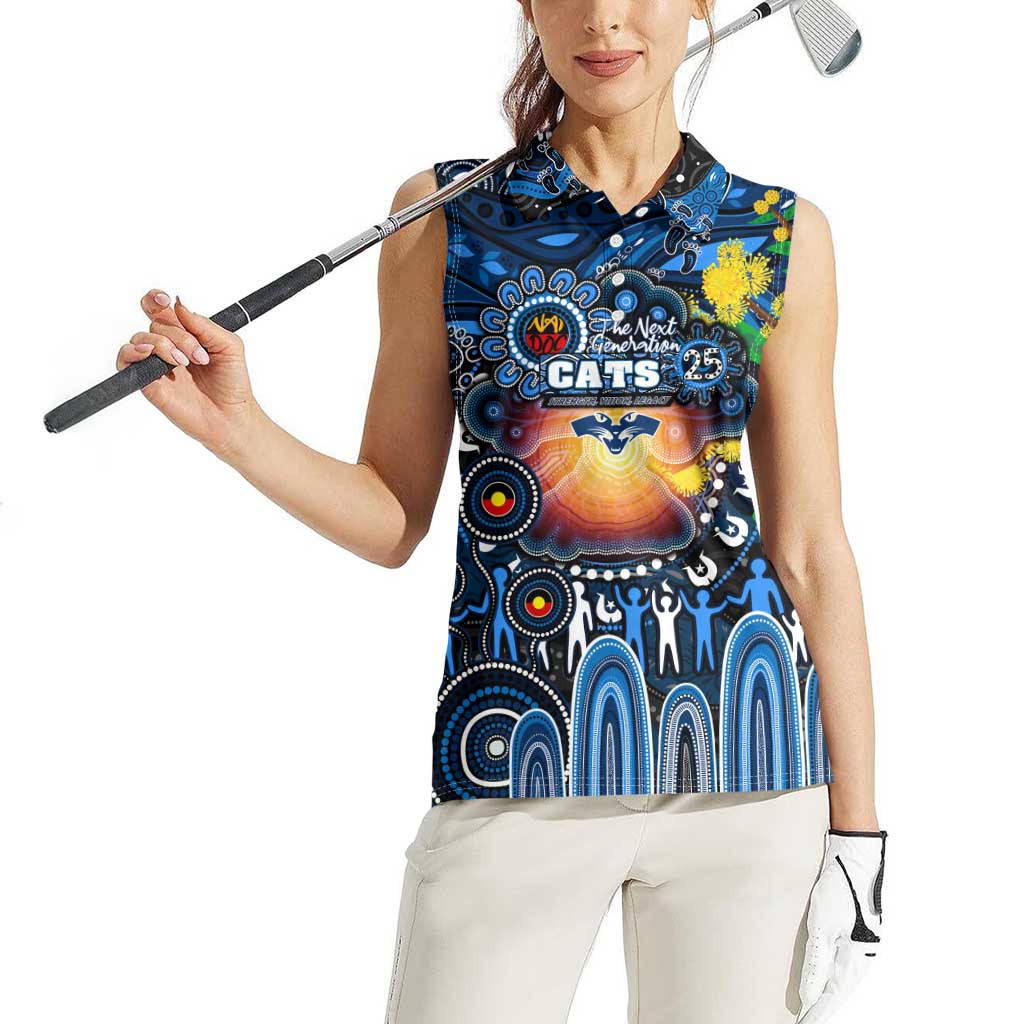 Personalised NAIDOC Week 2025 Cats Football Women Sleeveless Polo Shirt Aboriginal Dot Painting