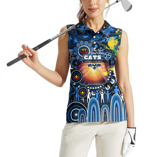 Personalised NAIDOC Week 2025 Cats Football Women Sleeveless Polo Shirt Aboriginal Dot Painting