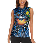 Personalised NAIDOC Week 2025 Cats Football Women Sleeveless Polo Shirt Aboriginal Dot Painting