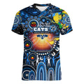 Personalised NAIDOC Week 2025 Cats Football Women V-Neck T-Shirt Aboriginal Dot Painting