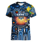 Personalised NAIDOC Week 2025 Cats Football Women V-Neck T-Shirt Aboriginal Dot Painting