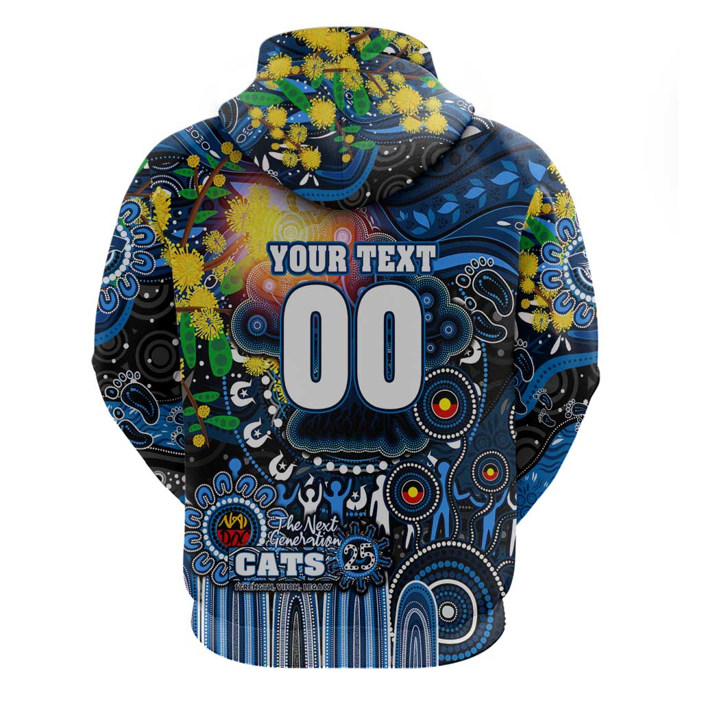Personalised NAIDOC Week 2025 Cats Football Zip Hoodie Aboriginal Dot Painting