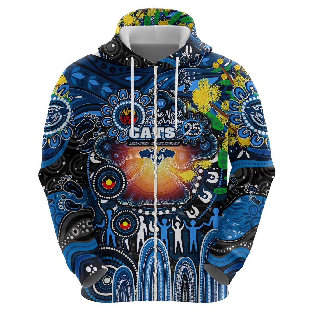 Personalised NAIDOC Week 2025 Cats Football Zip Hoodie Aboriginal Dot Painting