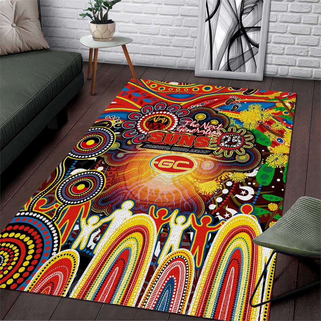 NAIDOC Week 2025 Suns Football Area Rug Aboriginal Dot Painting