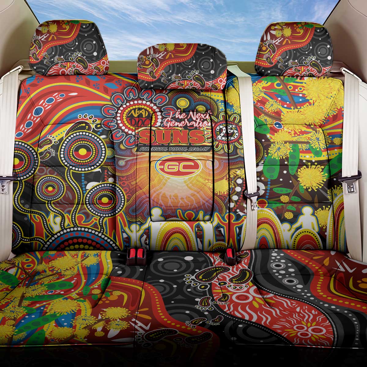 NAIDOC Week 2025 Suns Football Back Car Seat Cover Aboriginal Dot Painting