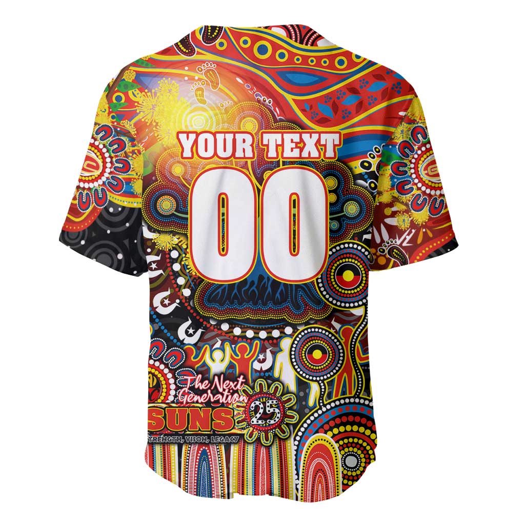 Personalised NAIDOC Week 2025 Suns Football Baseball Jersey Aboriginal Dot Painting