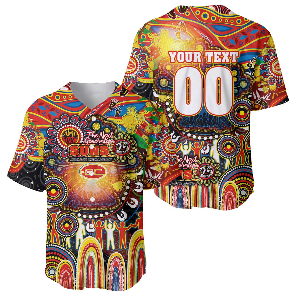 Personalised NAIDOC Week 2025 Suns Football Baseball Jersey Aboriginal Dot Painting