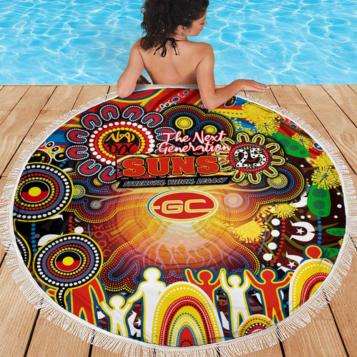 NAIDOC Week 2025 Suns Football Beach Blanket Aboriginal Dot Painting