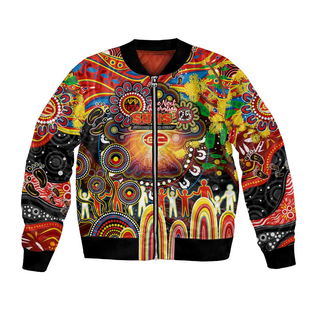 Personalised NAIDOC Week 2025 Suns Football Bomber Jacket Aboriginal Dot Painting