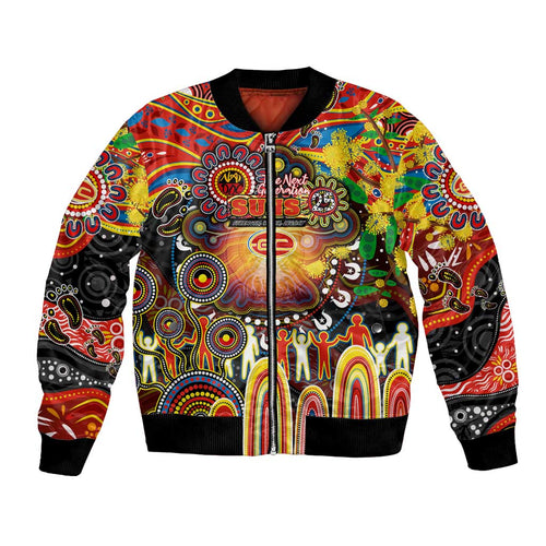 Personalised NAIDOC Week 2025 Suns Football Bomber Jacket Aboriginal Dot Painting