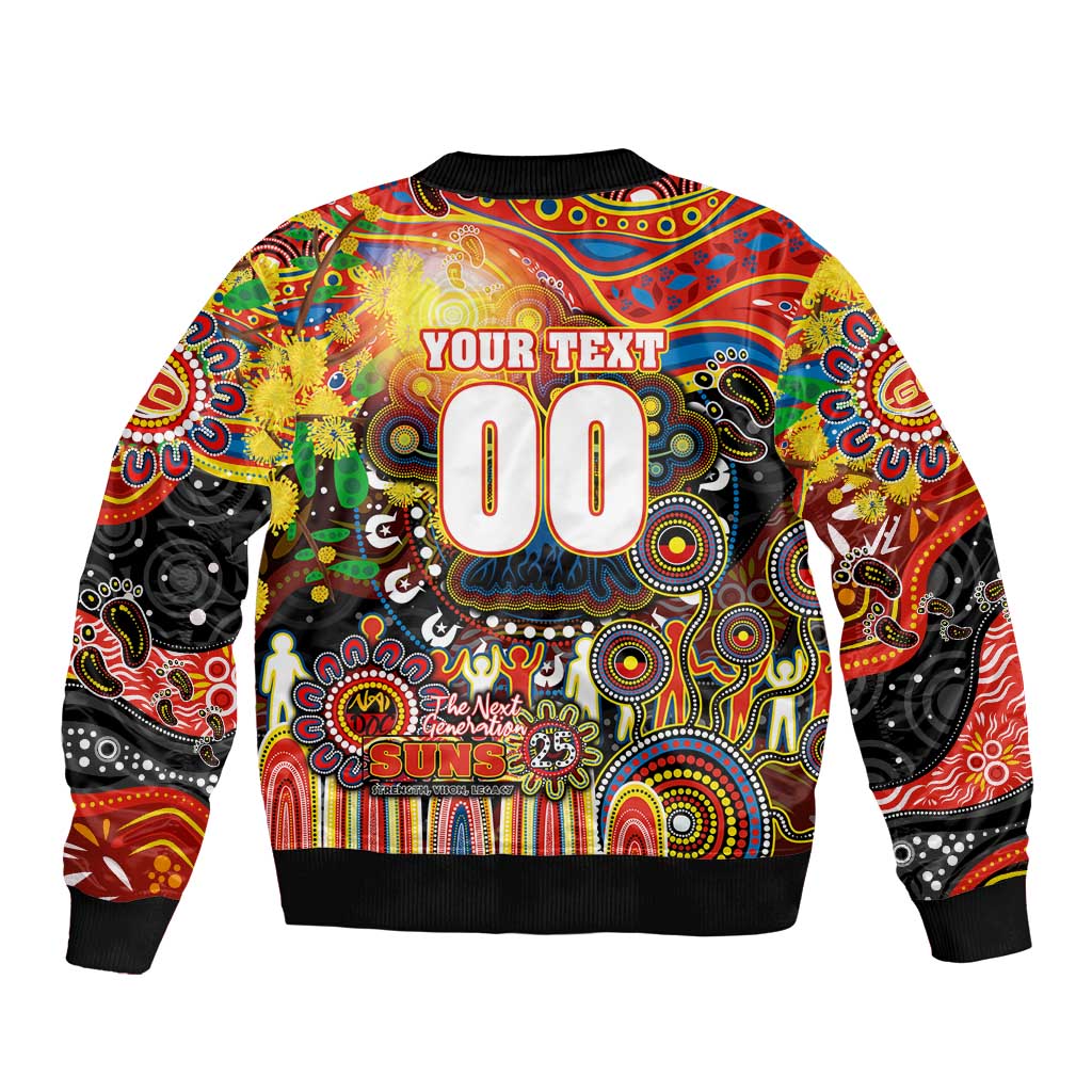 Personalised NAIDOC Week 2025 Suns Football Bomber Jacket Aboriginal Dot Painting