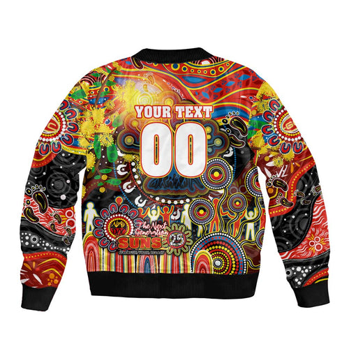 Personalised NAIDOC Week 2025 Suns Football Bomber Jacket Aboriginal Dot Painting
