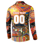 Personalised NAIDOC Week 2025 Suns Football Button Sweatshirt Aboriginal Dot Painting