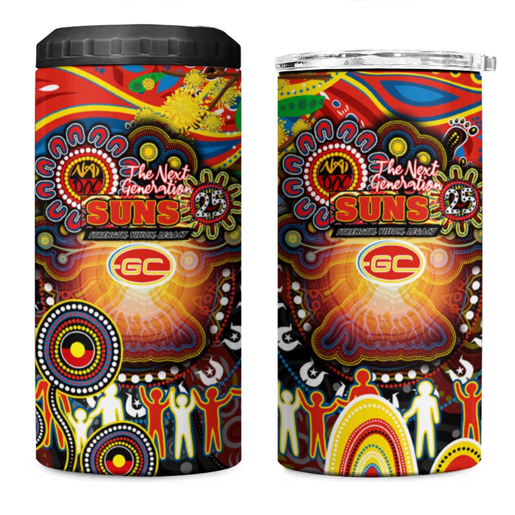 NAIDOC Week 2025 Suns Football 4 in 1 Can Cooler Tumbler Aboriginal Dot Painting