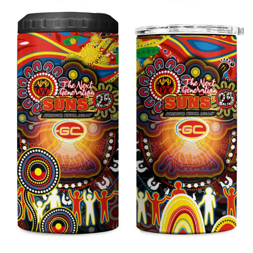 NAIDOC Week 2025 Suns Football 4 in 1 Can Cooler Tumbler Aboriginal Dot Painting