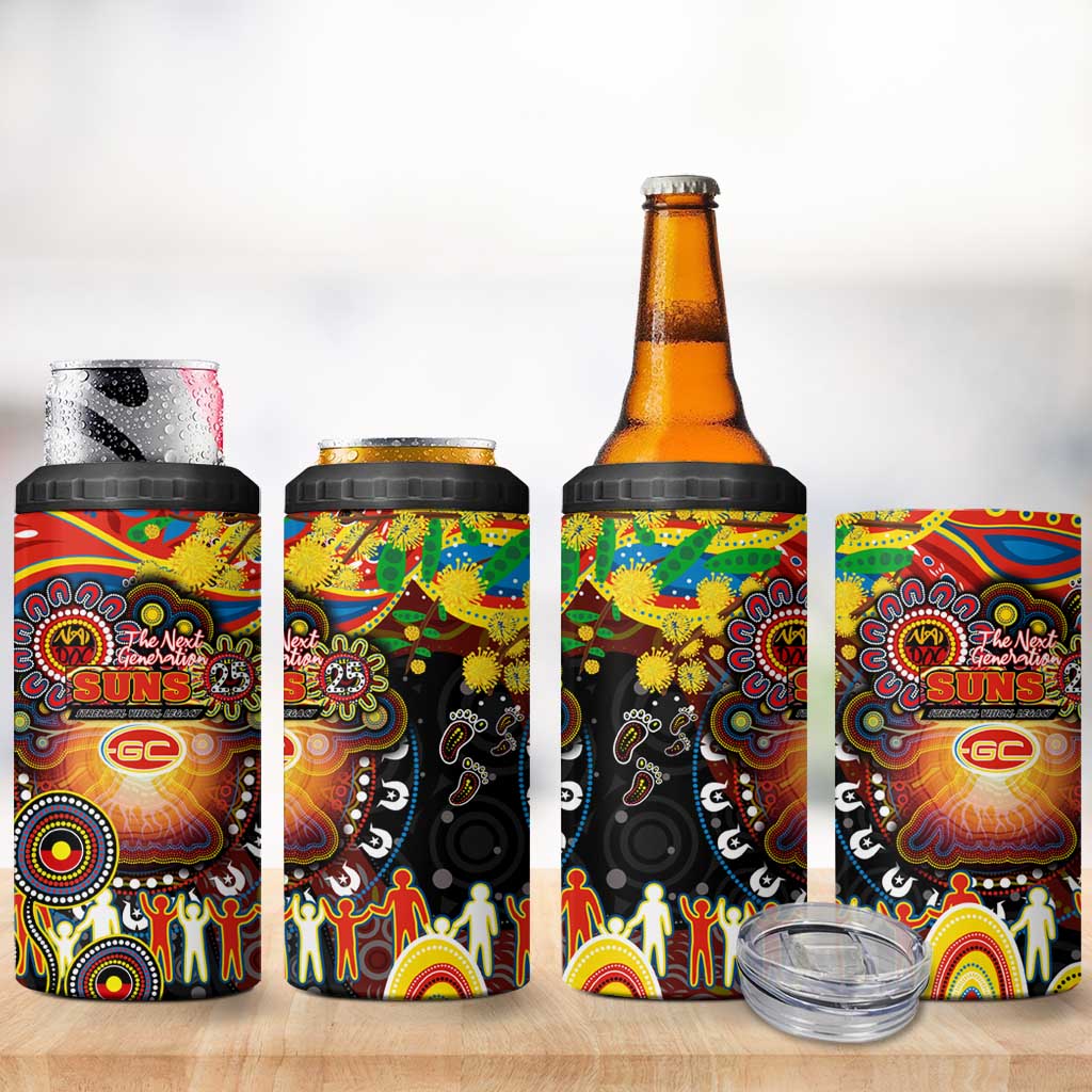 NAIDOC Week 2025 Suns Football 4 in 1 Can Cooler Tumbler Aboriginal Dot Painting