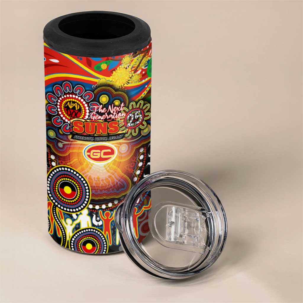 NAIDOC Week 2025 Suns Football 4 in 1 Can Cooler Tumbler Aboriginal Dot Painting