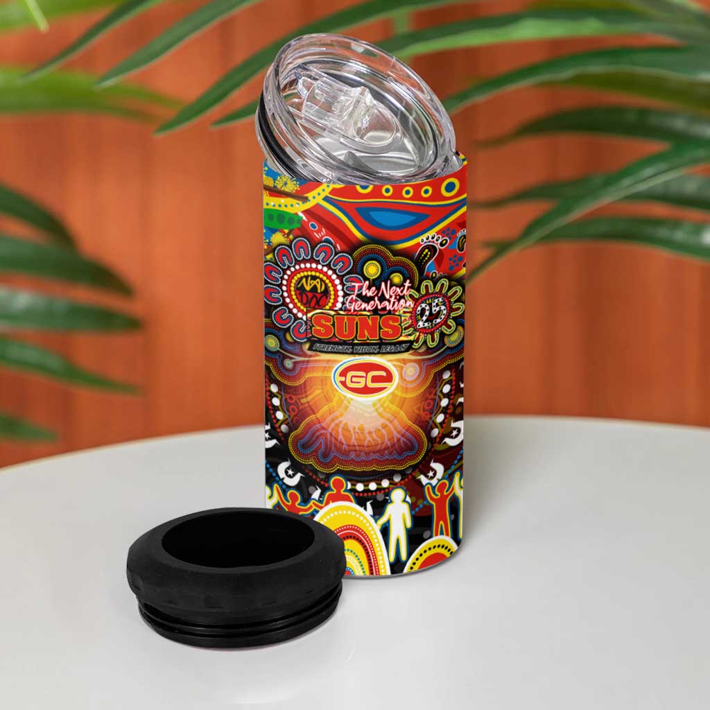 NAIDOC Week 2025 Suns Football 4 in 1 Can Cooler Tumbler Aboriginal Dot Painting