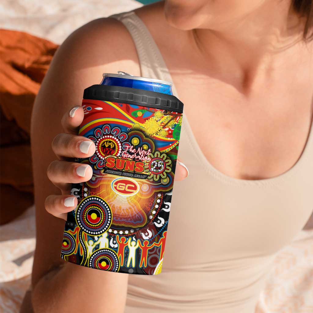 NAIDOC Week 2025 Suns Football 4 in 1 Can Cooler Tumbler Aboriginal Dot Painting