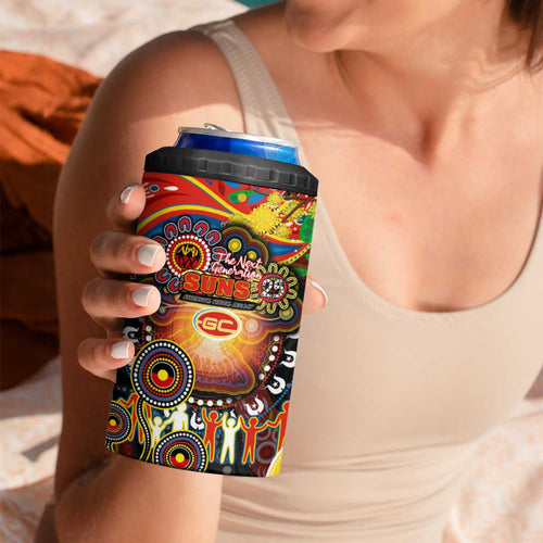 NAIDOC Week 2025 Suns Football 4 in 1 Can Cooler Tumbler Aboriginal Dot Painting