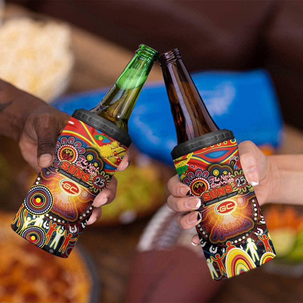 NAIDOC Week 2025 Suns Football 4 in 1 Can Cooler Tumbler Aboriginal Dot Painting