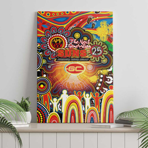 NAIDOC Week 2025 Suns Football Canvas Wall Art Aboriginal Dot Painting