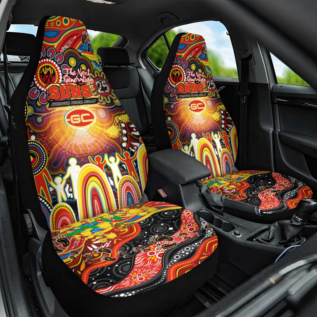 NAIDOC Week 2025 Suns Football Car Seat Cover Aboriginal Dot Painting