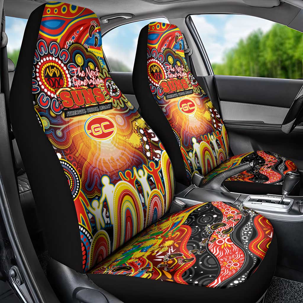 NAIDOC Week 2025 Suns Football Car Seat Cover Aboriginal Dot Painting
