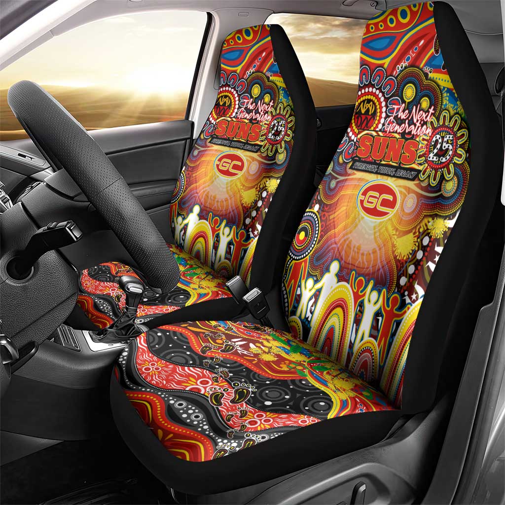 NAIDOC Week 2025 Suns Football Car Seat Cover Aboriginal Dot Painting