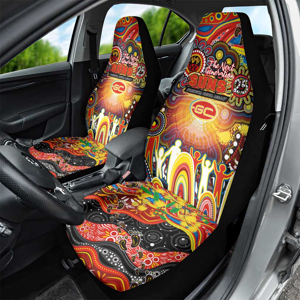 NAIDOC Week 2025 Suns Football Car Seat Cover Aboriginal Dot Painting