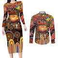 Personalised NAIDOC Week 2025 Suns Football Couples Matching Long Sleeve Bodycon Dress and Long Sleeve Button Shirt Aboriginal Dot Painting