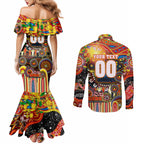 Personalised NAIDOC Week 2025 Suns Football Couples Matching Mermaid Dress and Long Sleeve Button Shirt Aboriginal Dot Painting