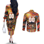 Personalised NAIDOC Week 2025 Suns Football Couples Matching Off The Shoulder Long Sleeve Dress and Long Sleeve Button Shirt Aboriginal Dot Painting