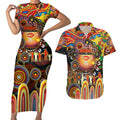 Personalised NAIDOC Week 2025 Suns Football Couples Matching Short Sleeve Bodycon Dress and Hawaiian Shirt Aboriginal Dot Painting