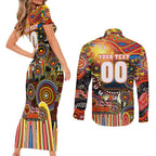 Personalised NAIDOC Week 2025 Suns Football Couples Matching Short Sleeve Bodycon Dress and Long Sleeve Button Shirt Aboriginal Dot Painting