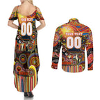 Personalised NAIDOC Week 2025 Suns Football Couples Matching Summer Maxi Dress and Long Sleeve Button Shirt Aboriginal Dot Painting